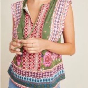 Anthropologie Sigrid embroidered tank